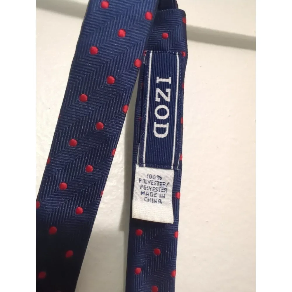 IZOD Mens Navy Blue Red Polka Dot Herringbone Self-Tie Adjustable Bow Tie‎